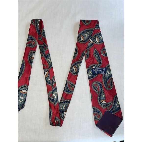 Hanover Street Dress Tie Men’s Size 57” Red Paisley 100% Silk Designer - Picture 13 of 13